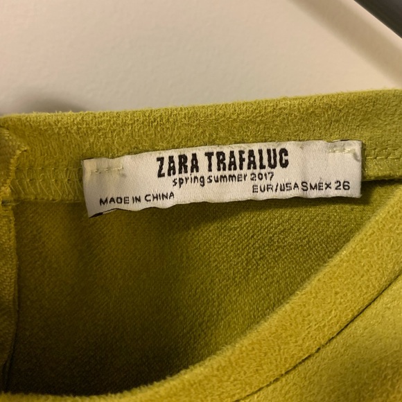 Lime Green Suede Crop Top - S - Picture 3 of 4